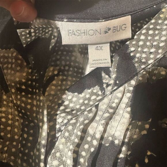 Fashion Bug 4X Oversized Abstract Floral Blouse | Vintage Y2K Goth Boho Chic - Picture 8 of 10